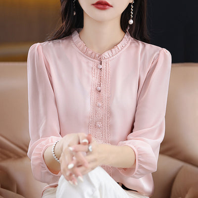 Blusa Clásica con Cuello Volantes y Mangas 3/4 para Mujer - Image 9