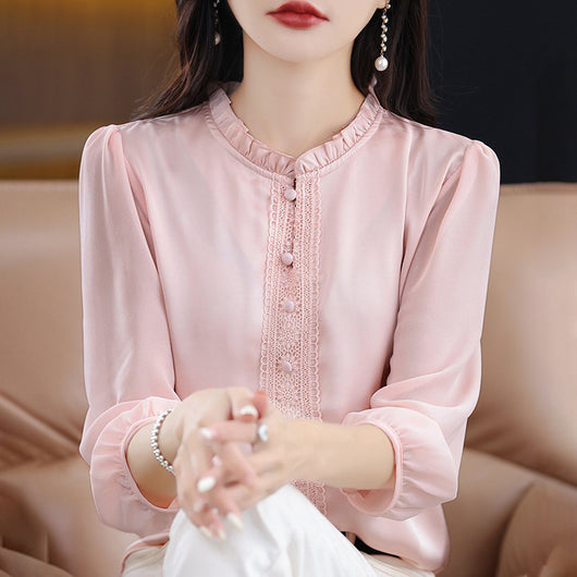 Blusa Clásica con Cuello Volantes y Mangas 3/4 para Mujer - Image 9