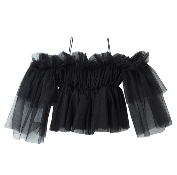 Blusa de Gasa Asimétrica con Hombro Descubierto - Image 7