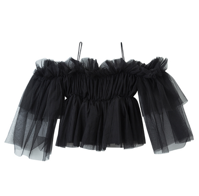Blusa de Gasa Asimétrica con Hombro Descubierto - Image 7