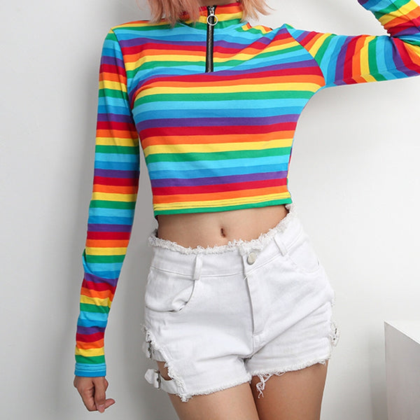 Playera con Cierre de Colores Arcoíris