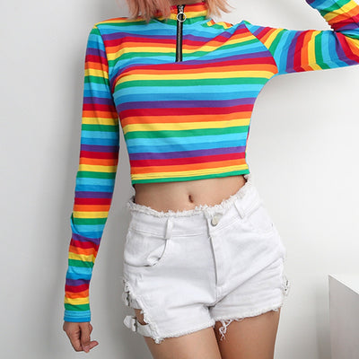 Playera con Cierre de Colores Arcoíris