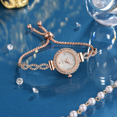 Reloj de Mujer con Diamantes Redondo de Moda con Pulsera Ajustable - Image 2