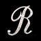 English letter brooch with diamonds R
