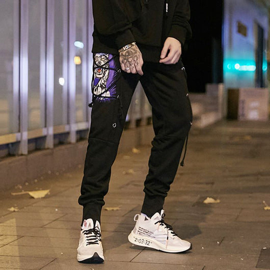 Pantalones Harem Hip Hop con Estampado Urbano y Puños Ajustables - Image 5