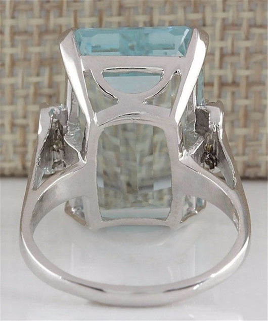 Anillo de Compromiso Lujo Topacio Azul Zafiro - Joyería Europea Moderna - Image 4