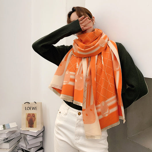 Bufanda Cachemir Doble Cara Gruesa para Invierno - Chal Térmico Estudiante