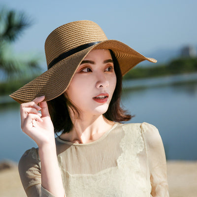 Sombrero de Playa Plegable con Lazo para Mujer - Protección Solar Verano - Image 5