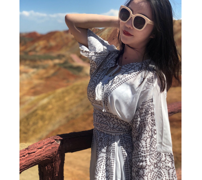 Vestido Kimono Moderno con Encaje y Estampado de Puntos - Escote en V Europeo - Image 3