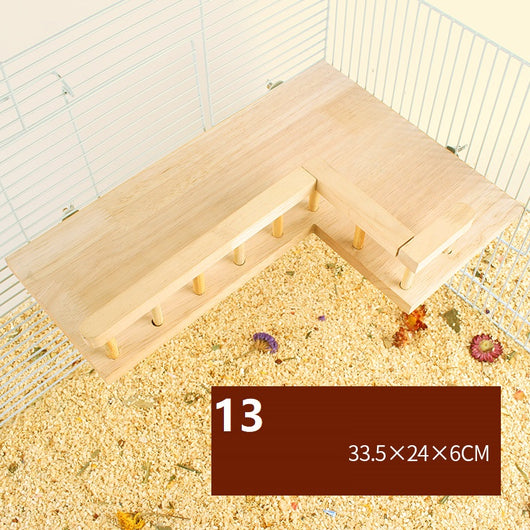 Plataforma de Madera Natural con Columpio y Cerca para Hámster - Image 14
