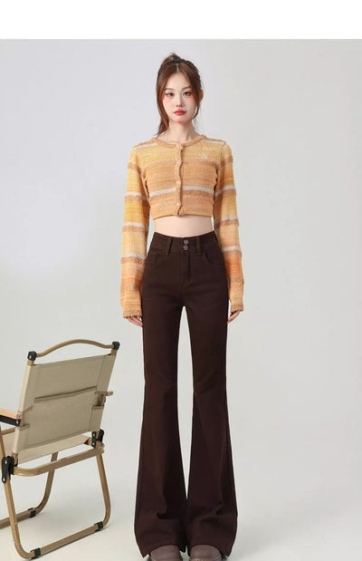Pantalones Acampanados Talle Alto Moldeadores Marrón para Mujer Petite - Image 14
