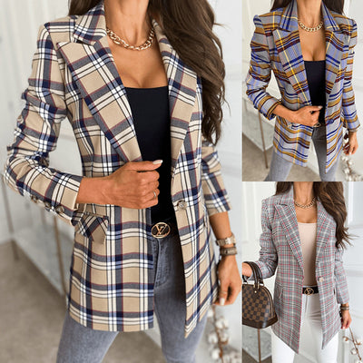 Blazer Cuadrillé Europeo para Mujer - Chaqueta Larga Elegante - Image 10