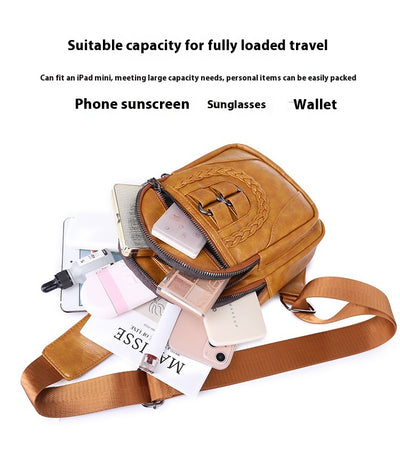Bolso de Cuero PU Texturizado con Compartimento en el Pecho - Image 10