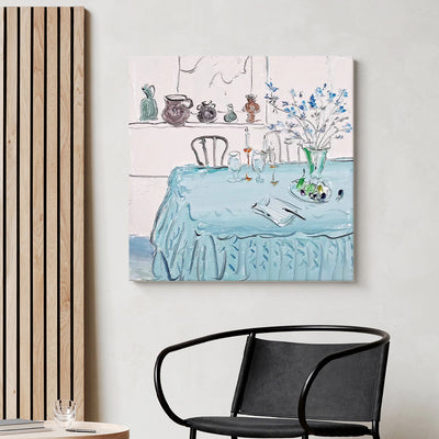 Mesa de Comedor Nórdica Pintada a Mano con Textura Artesanal - Image 8
