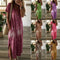Vestido Largo Tie-Dye con Escote V y Bolsillo