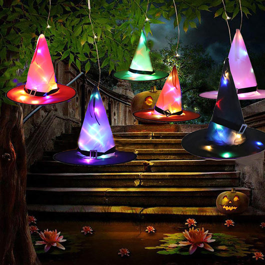 Sombrero de Bruja con Luces LED y Orejas de Elfo - Decoración Halloween para Niños