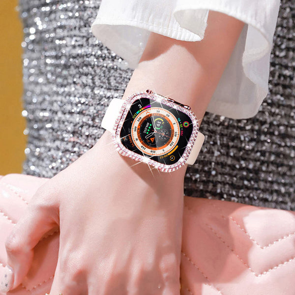 Funda de Película con Doble Fila de Diamantes Incrustados