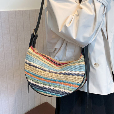 Bolsa Tote de Rafia Arcoíris para Mujer - Bolso Casual de Hombro - Image 4