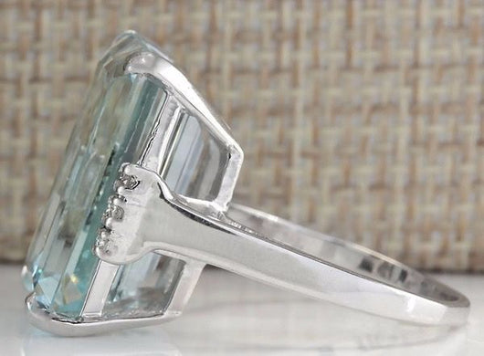 Anillo de Compromiso Lujo Topacio Azul Zafiro - Joyería Europea Moderna - Image 5
