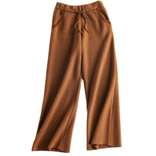 Pantalones Anchos de Cachemira Tejida Premium