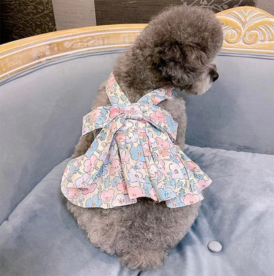 Falda de Algodón para Perro Azul y Blanco con Correa de Mano - Image 7