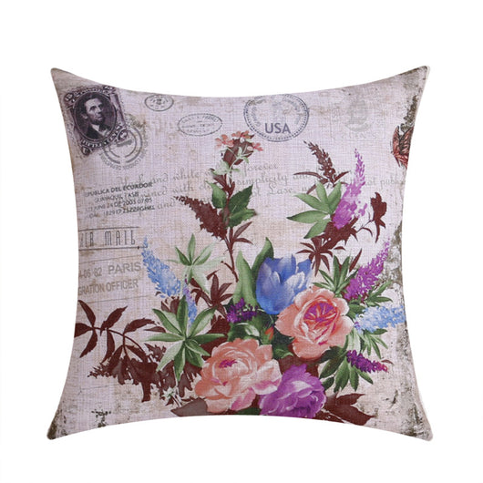 Funda de Almohada Decorativa Retro París Torre Eiffel con Flores - Image 3
