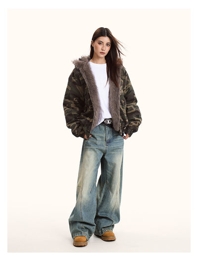 Chaqueta Acolchada con Capucha y Estampado Camuflaje - Image 13
