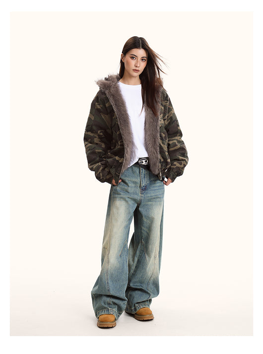 Chaqueta Acolchada con Capucha y Estampado Camuflaje - Image 13