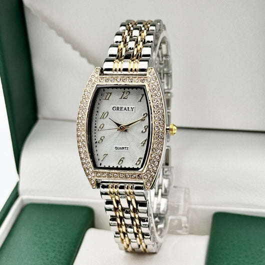 Reloj de Dama con Esfera de Barril Enchapado en Diamantes y Pulsera de Metal - Image 24