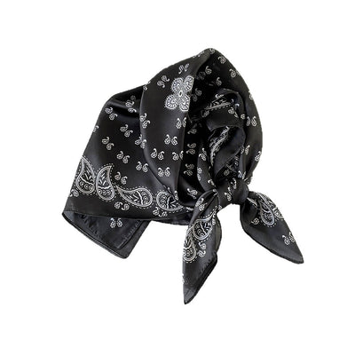 Pañuelo de Seda Estampado Paisley Negro - Cinturón Decorativo y Banda para Cabello - Image 5