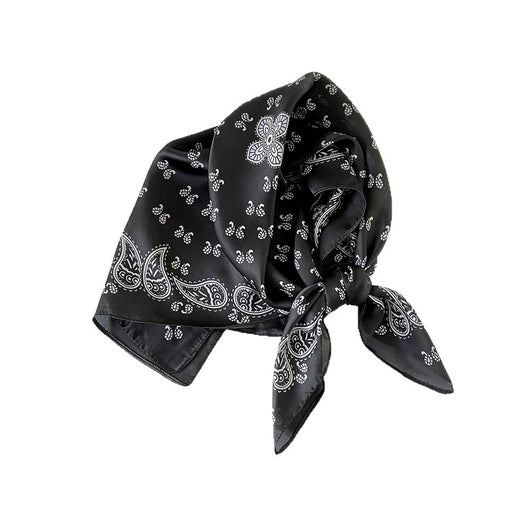 Pañuelo de Seda Estampado Paisley Negro - Cinturón Decorativo y Banda para Cabello - Image 5