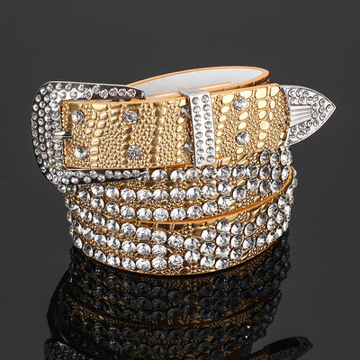 Cinturón para Mujer de Cuero Ancho Brillante con Tachuelas de Diamante - Image 5