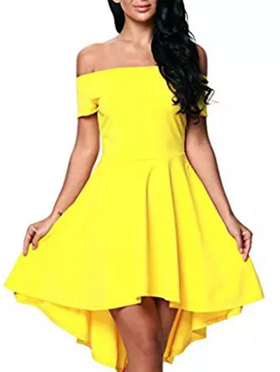 Vestido Asimétrico con Falda Volante y Manga Corta - Image 10