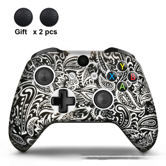 White silicone sleeve for game controller with colorful graffiti pattern, includes two rainbow thumbstick caps. - Image 16