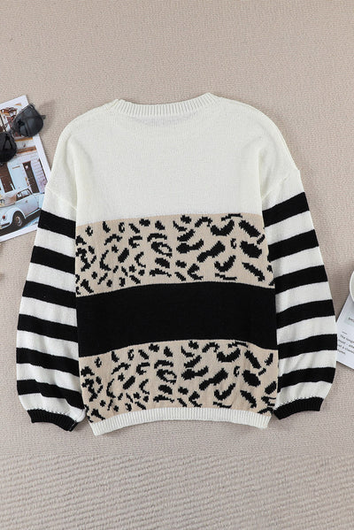 Suéter de Cuello Redondo Estampado Leopardo Manga Larga - Image 12