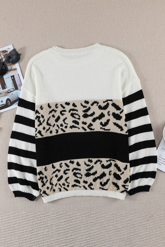 Suéter de Cuello Redondo Estampado Leopardo Manga Larga - Image 12