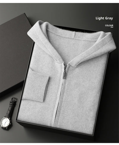 Cardigan Cashmere con Capucha para Hombre - Abrigo Casual Grueso con Cierre - Image 27