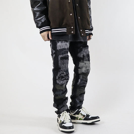 Jeans Rectos Vintage Desgastados con Roturas Personalizables para Hombre - Image 9