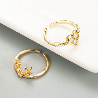 Anillo de Cobre Chapado en Oro - Diseño Navideño Reno Amor - Image 6