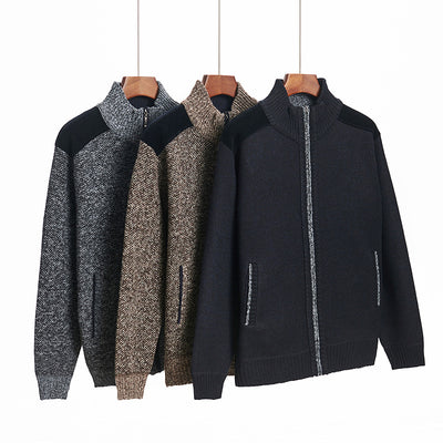 Cardigan Tejido Cálido para Hombre con Cuello Solapa y Diseño de Retazos - Image 5