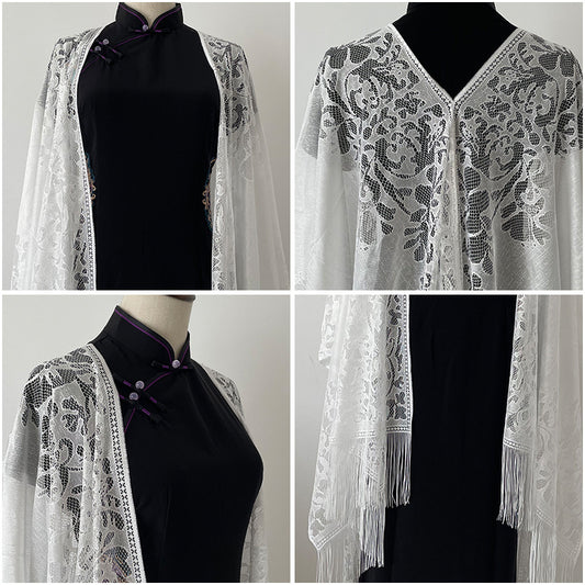 Chal Ligero de Encaje con Flecos para Mujer - Perfecto para Verano - Image 2
