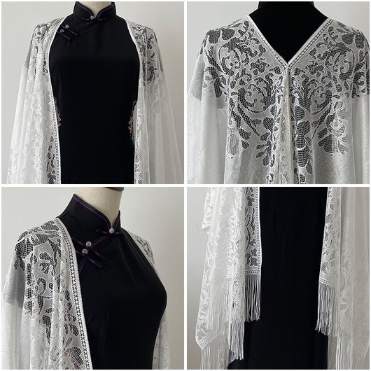 Chal Ligero de Encaje con Flecos para Mujer - Perfecto para Verano - Image 2