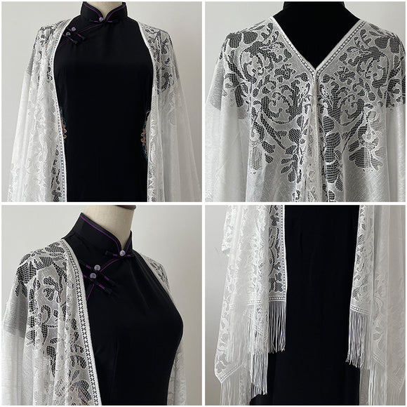 Chal Ligero de Encaje con Flecos para Mujer - Perfecto para Verano