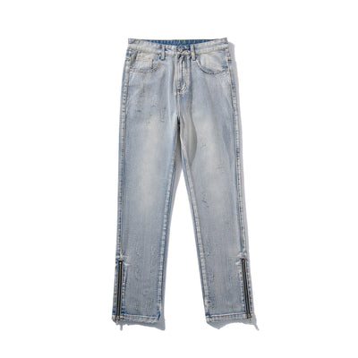 Jeans Rectos Holgados Estilo Hong Kong con Diseño de Cierre - Image 7