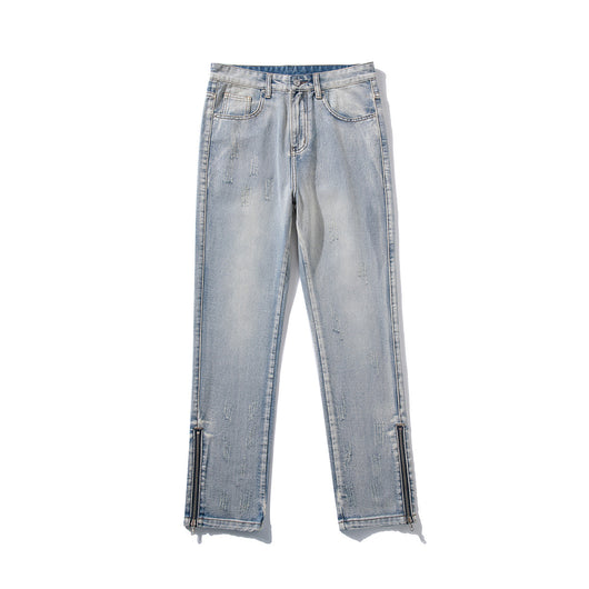 Jeans Rectos Holgados Estilo Hong Kong con Diseño de Cierre - Image 7