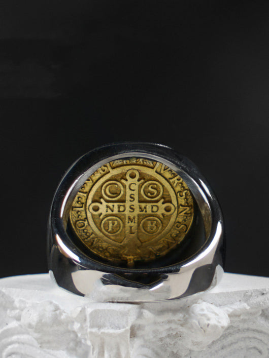 Anillo de la Orden Cristiana de Benedicto en Titanio y Bronce - Image 6