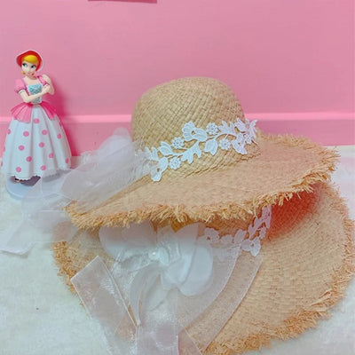 Sombrero de Rafia Ancho con Encaje Bosque y Moño para Mujer Shade - Image 7