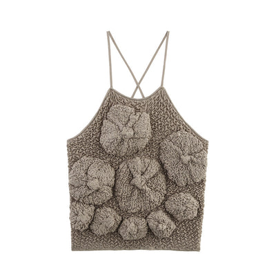 Top Escote Ancho con Diseño Floral 3D y Textura Esponjosa para Mujer - Image 5
