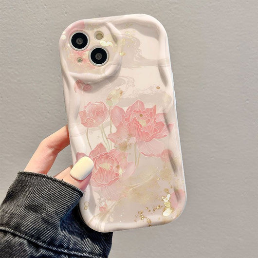 Funda para Celular con Diseño Minimalista de Loto en Tinta - Image 2