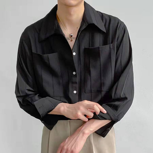 Camisa Manga Larga Lisa para Hombre - Estilo Moderno y Versátil - Image 6